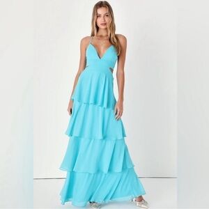 Lulus blue tiered dress